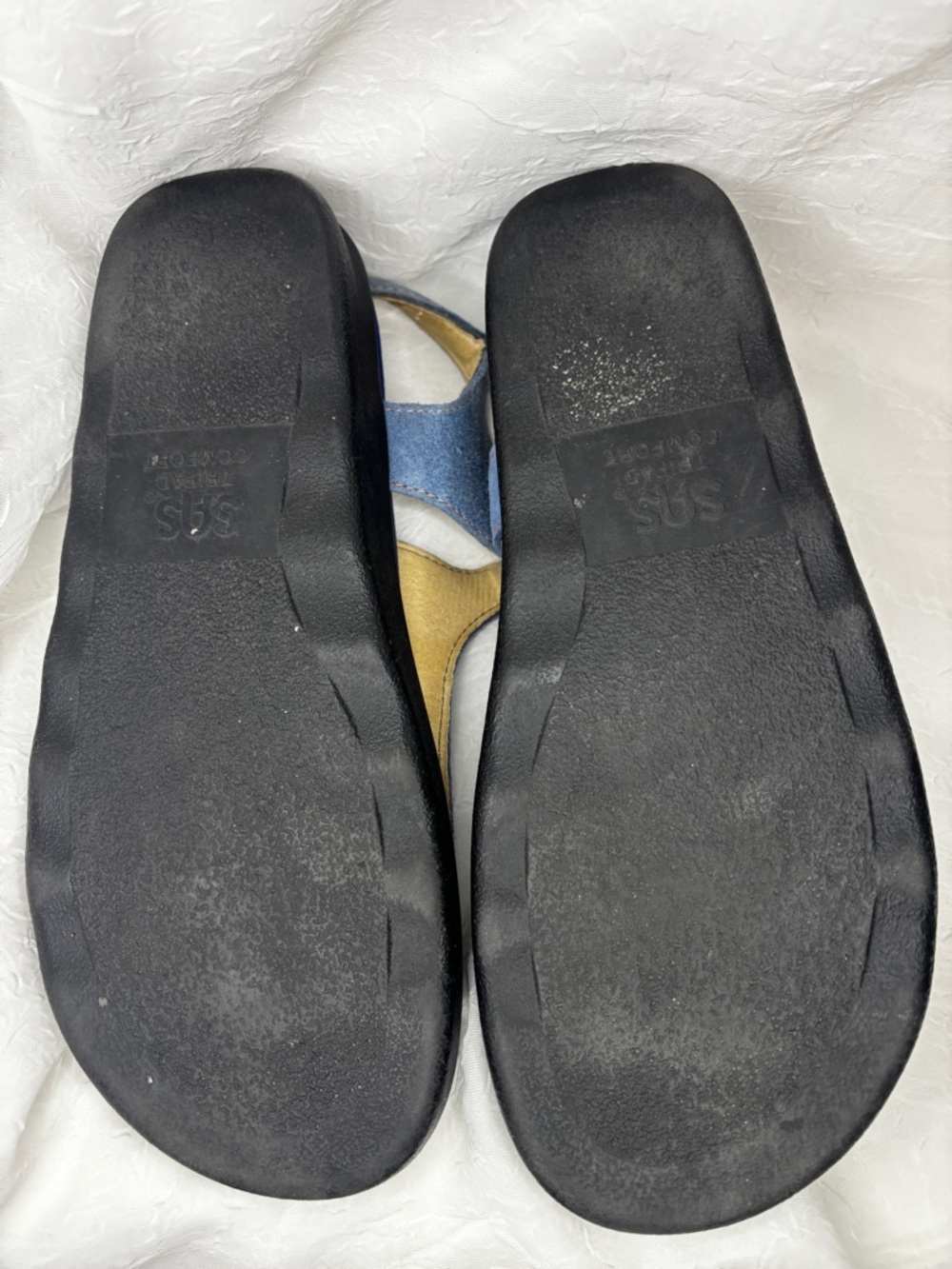 Blue Suede SAS Marina T-Strap Comfort Sandals with Cork Footbed - 8.5 - - Picture 6 of 15